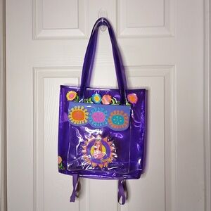 Vintage Barbie Beach Bag Tote Purple Vinyl Y2K 90's Throwback w/Towel Straps
